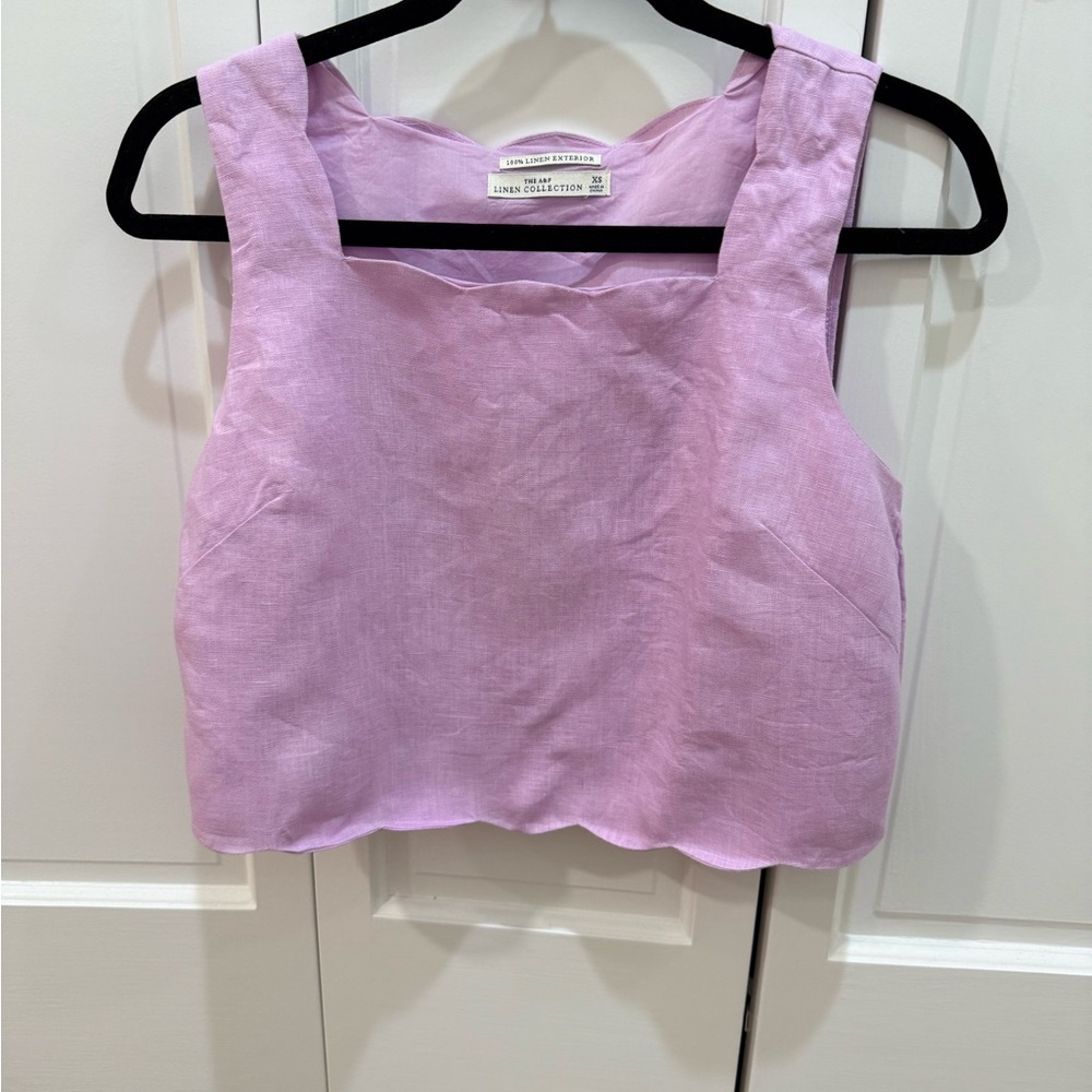 Abercrombie & Fitch scalloped Lavender Linen Tank Top
